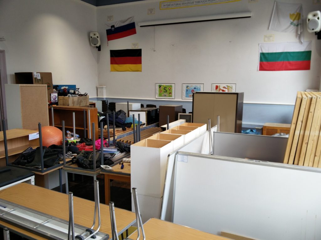 A collection of items removed from the new staffroom