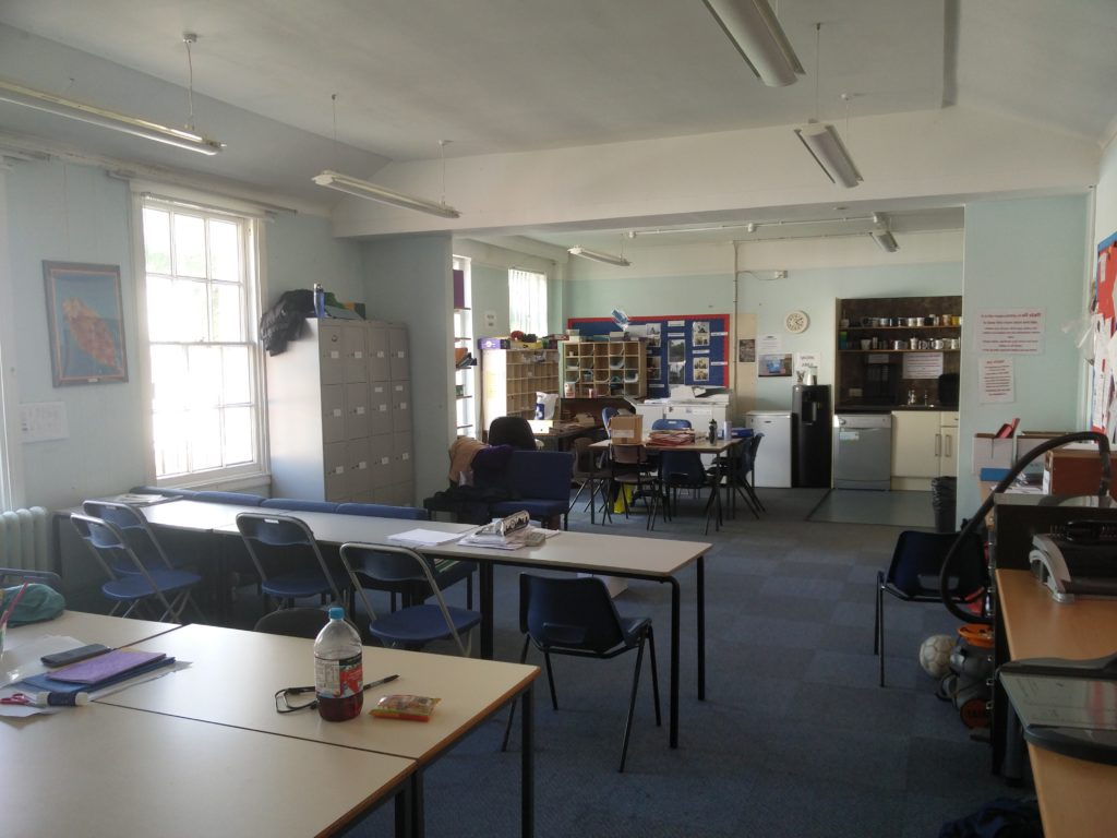 The old staffroom with various items in it