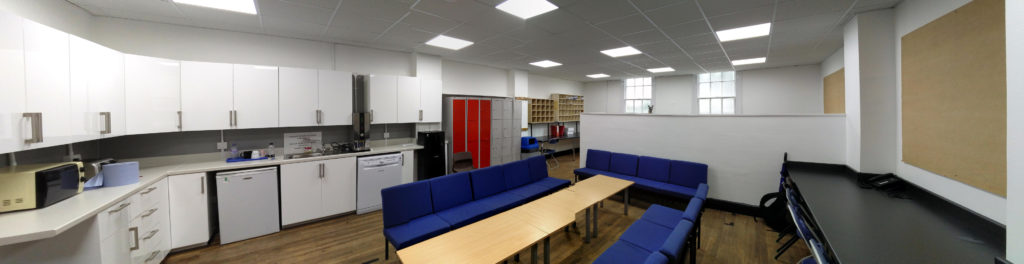 A panoramic view of the new staffroom