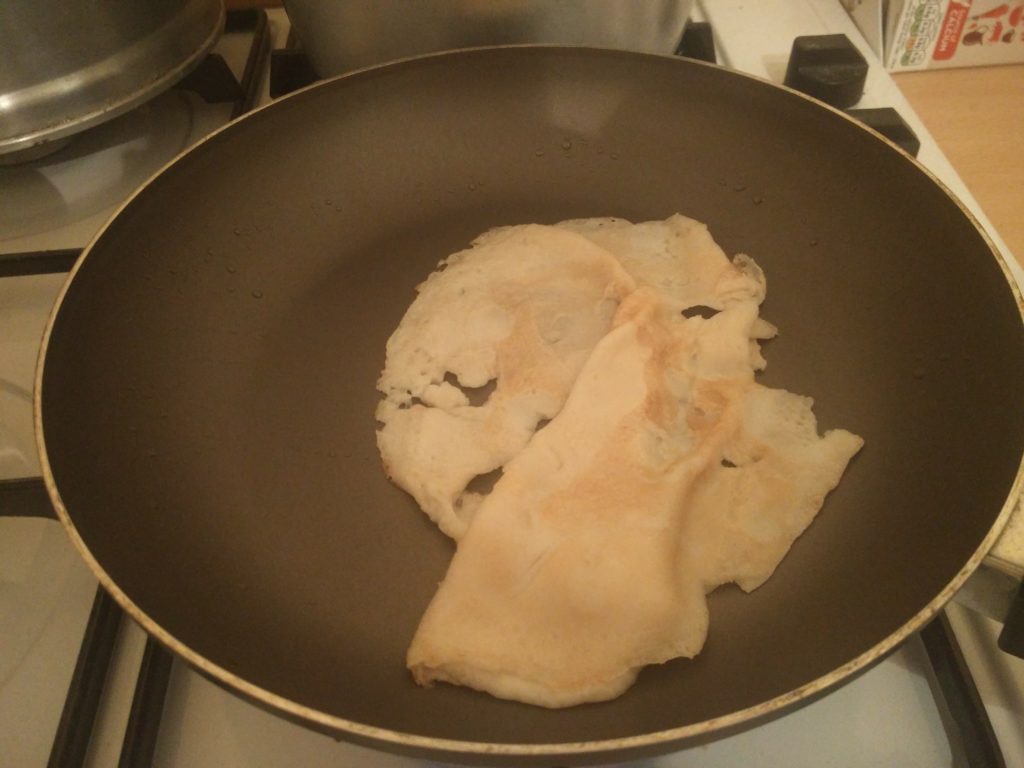 My attempt to cook a pancake, with it getting all crumpled up