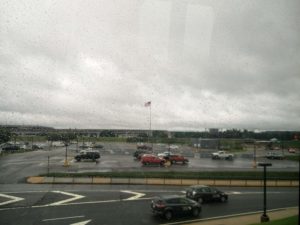 A flag of the United States of America in the grounds of Washington Dulles Airport