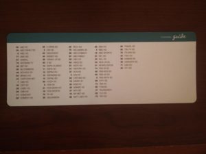 A list of the TV channels and their corresponding number