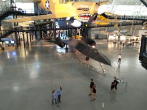 An aerial view of the Lockheed SR-71 Blackbird plane
